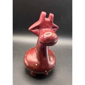 Vintage Ceramic Whimsical Dark Red Giraffe Sculpture 8" Heavyweight Paperweight
